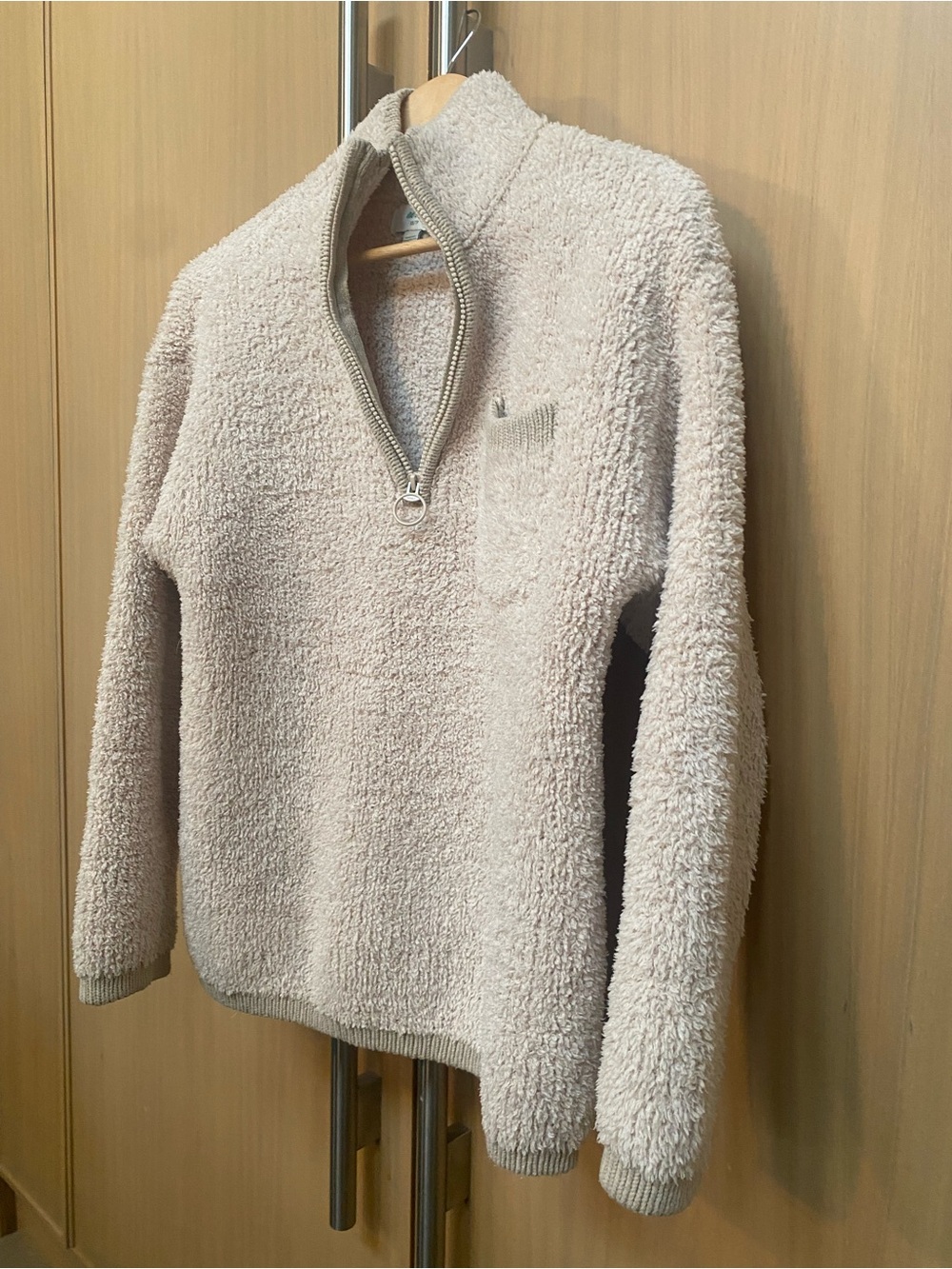 Aerie Half-Zip Sherpa Pullover Hoodie - Cream